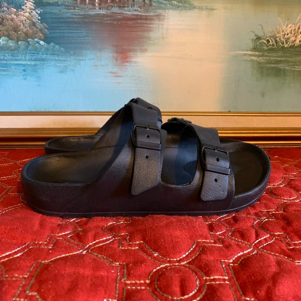 NEW! Adjustable Double Buckle Strap Slide Sandals Women's Sz L (9-10)